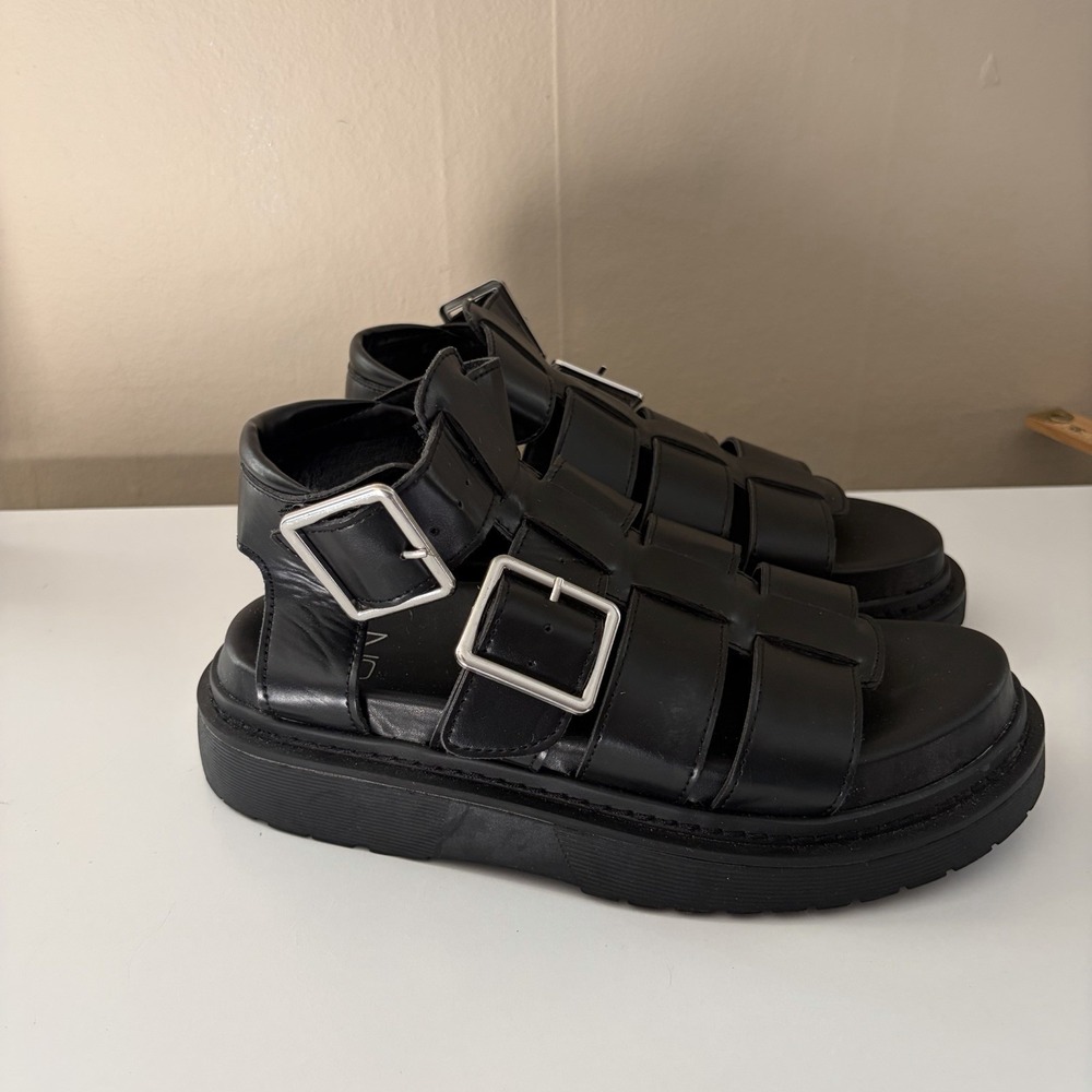 NoBo Womens Chunky Platform Fisherman Sandals Size 6 Black Y2K Grunge Whimsigoth